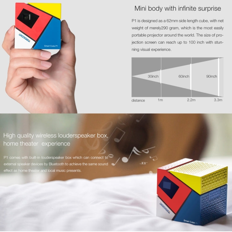 [HK Warehouse] DOOGEE Smart Cube P1 Mini WiFi Smart DLP Projector, Android