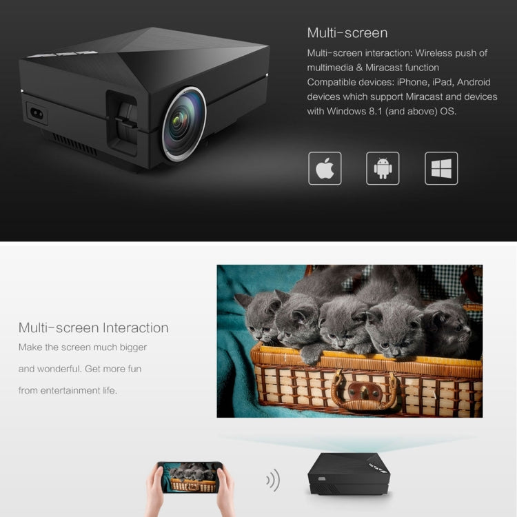 GM60A WiFi 800x480 LED Mini Projector HD Home Theater , Support USB + VGA + SD + HDMI + AV