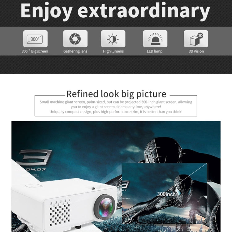 RD-810 800*768 1200 Lumens Mini LED Projector HD Home Theater with Remote Controller ,Support USB + VGA + HDMI + AV