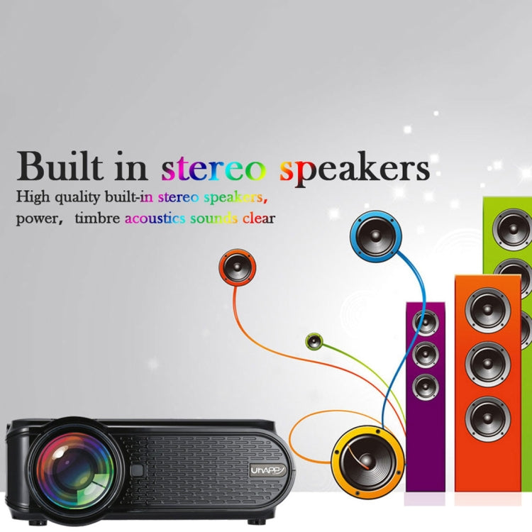 Uhappy U90 2200LM 800*480 Home Theater LED Projector with Remote Control , Support USB + VGA + SD + HDMI + AV + TV