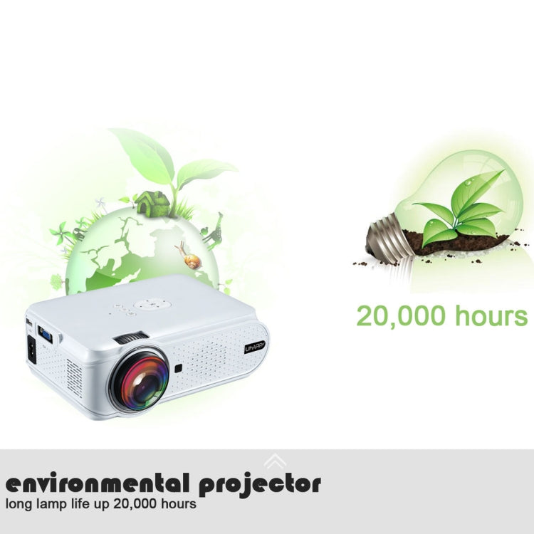 Uhappy U90 2200LM 800*480 Home Theater LED Projector with Remote Control , Support USB + VGA + SD + HDMI + AV + TV