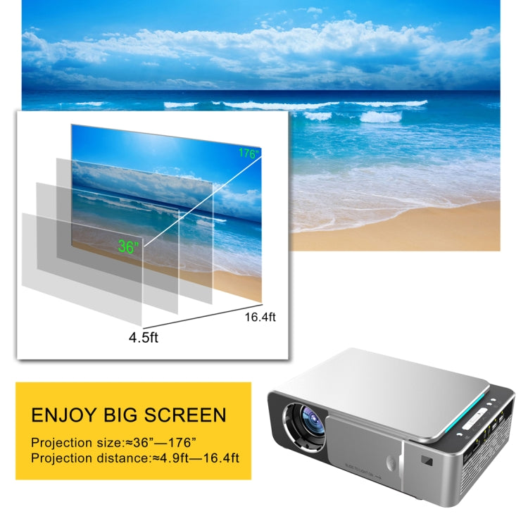 T6 2000ANSI Lumens Mini Theater Projector, Android 7.1 RK3128 Quad Core, 1GB+8GB, US Plug