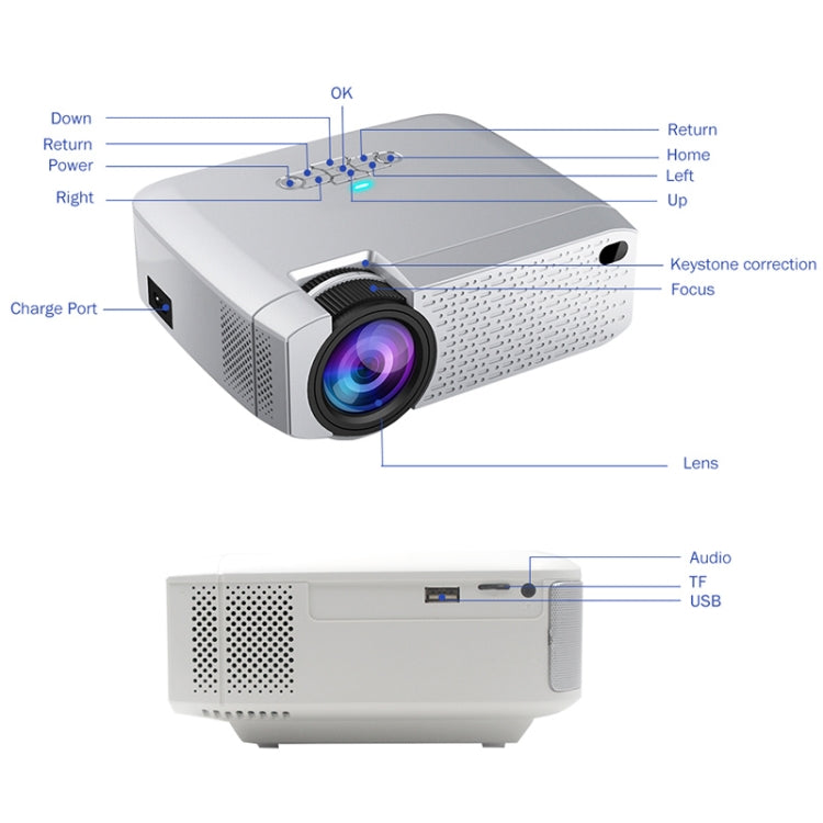 D40W 1600 Lumens Portable Home Theater LED HD Digital Projector, Mirroring Version