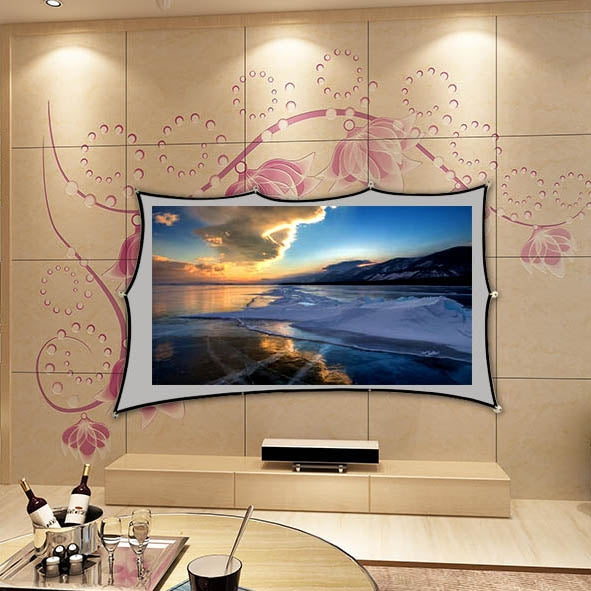 Micro Projector Elastic Curtain with 6 Hooks and 6 Stickers, 100 Inches (16:9) Projected Area: 221.3x124.5cm