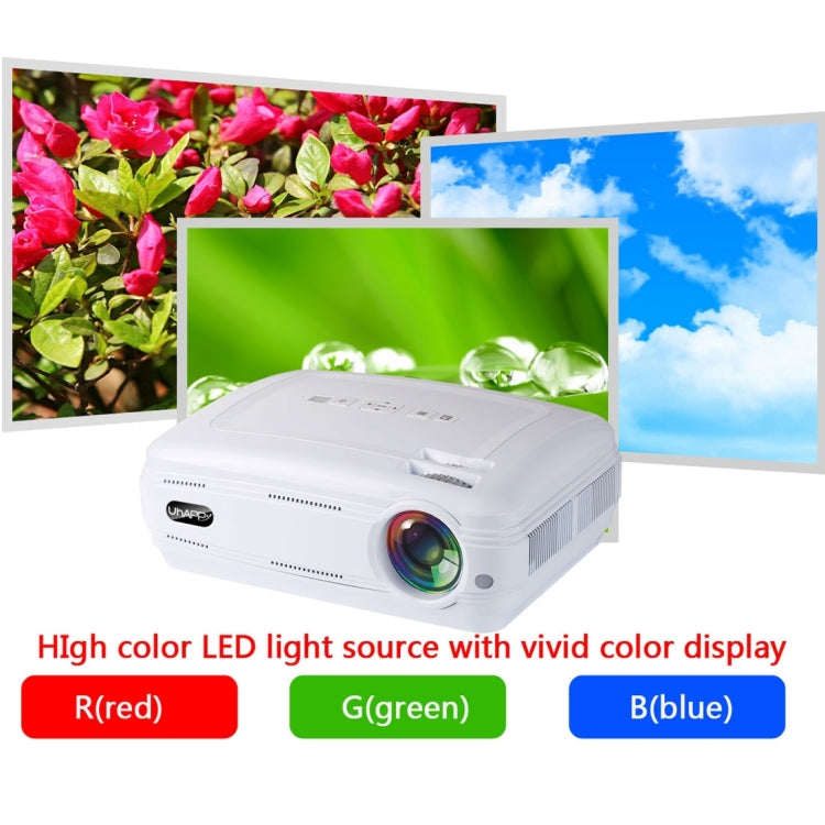 Uhappy U58 3200LM 1080P Home Theater 1280*768 LED Projector with Remote Control, Support HDMI + USB + TV + YPbPr + AV + VGA
