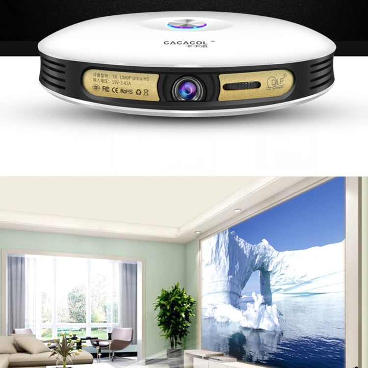 CACACOL ITC-DO8 220LM WiFi Smart 1280*800 DLP DMD LED Portable Projector with Remote Control,  Android 6.1 , MSD6A628 Quad Core, 2GB RAM, 16GB ROM, WiFi, BT, HDMI, without Tripod Holder