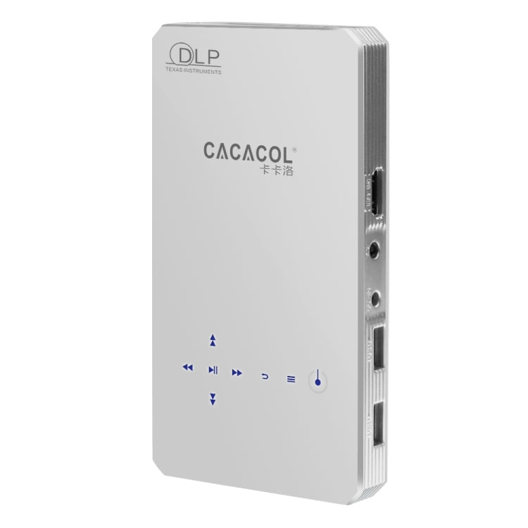 CACACOL ITC-DO5 Plus 50LM WiFi Smart 854*480 (WVGA) DLP 0.3DMD+RGBLED Portable Projector with Remote Control,  Touch Keys, Android 4.4, RK3128, 1GB RAM, 16GB ROM, WiFi, BT, HDMI (White)
