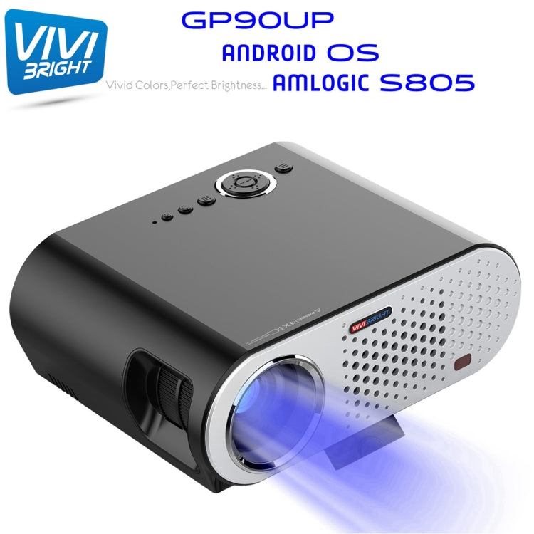 Vivibright GP90UP 350LUX 1280*800 HD LED Projector with Remote Controller, Amlogic S805 Quad Core up to 1.5GHz, 1GB+8GB, HDMI, VGA, AV, USB, RJ45(Black)