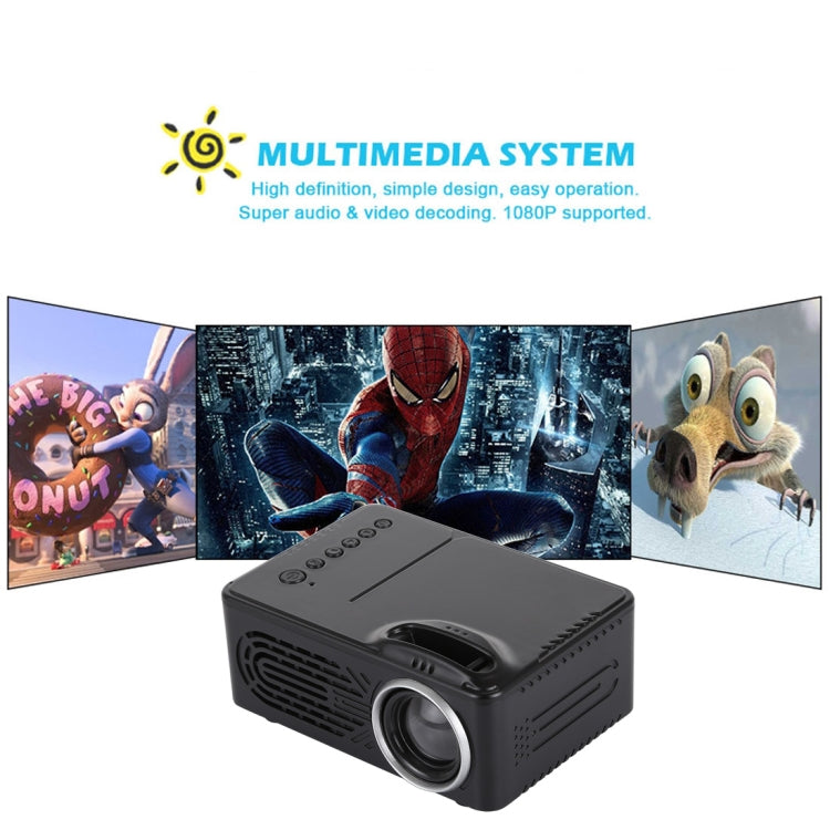 RD814 600 Lumens 320x240 Home Theater LED Projector with Remote Control, Support AV & USB & TF