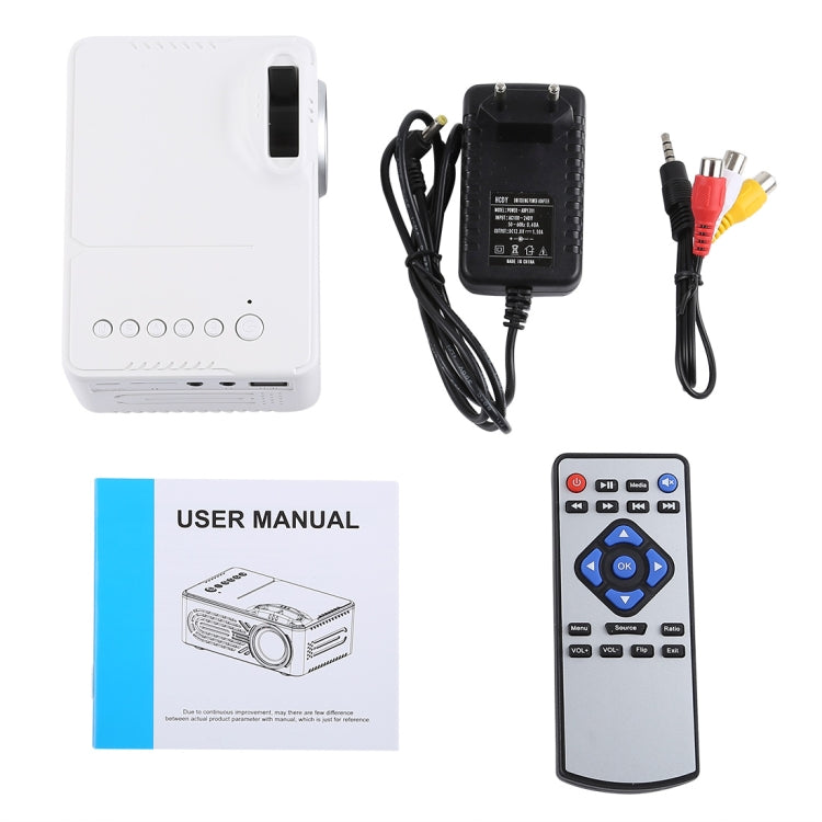 RD814 600 Lumens 320x240 Home Theater LED Projector with Remote Control, Support AV & USB & TF