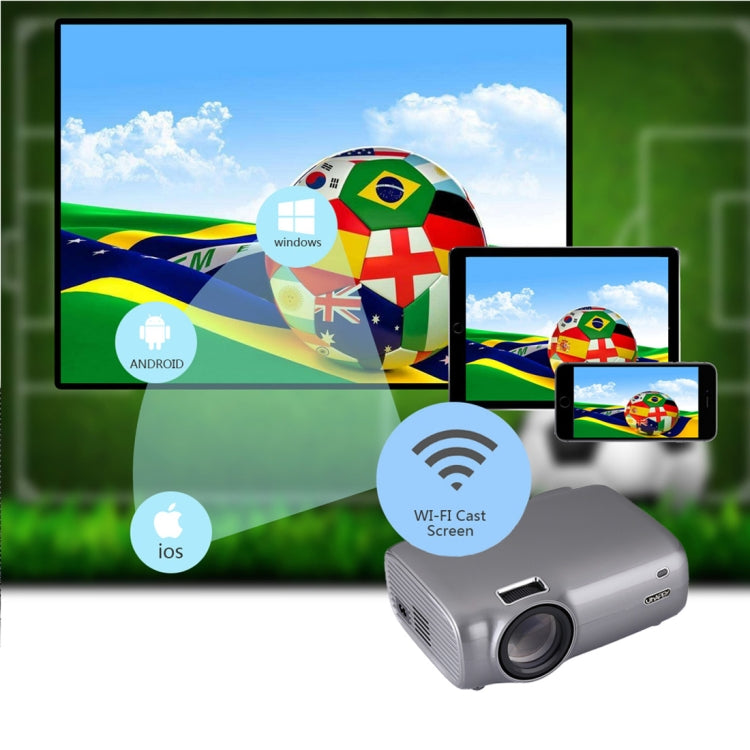 UHAPPY U43 Pro 4.3 inch LCD Screen 1080P HD Android 6.0 WiFi Bluetooth Mini Projector with Remote Control, Support USB / SD / HDMI / VGA / AV (Grey)
