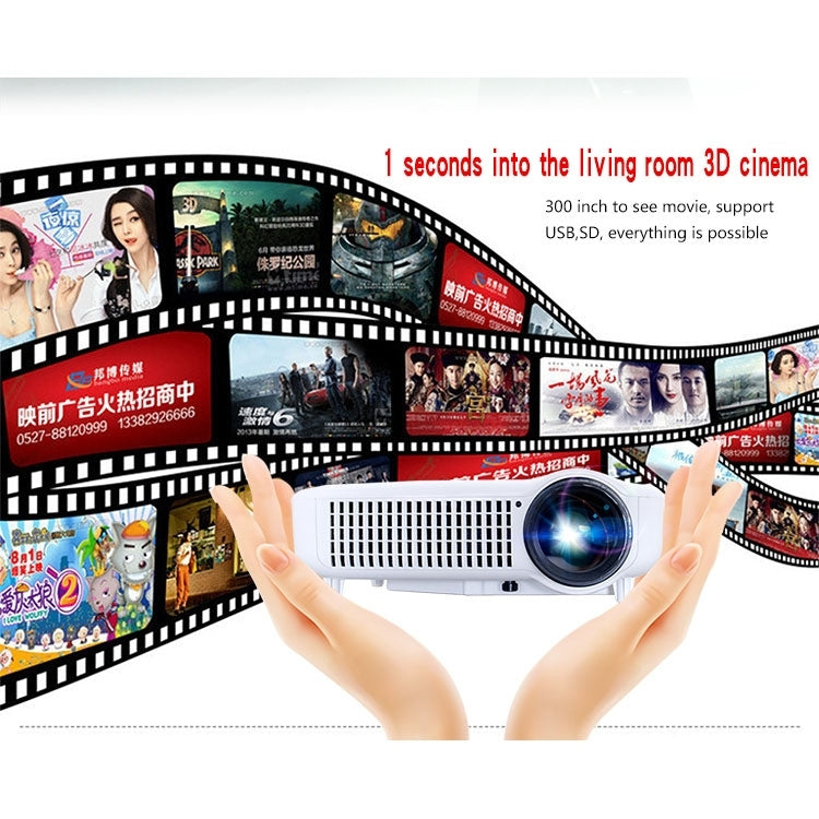 VS-627 Mini Projector 3500ANSI LM LED 1280x800 GA Multimedia Video Projector, Support HDMI / USB / VGA / AV / TV Interfaces, Projecting Distance: 1.2-6.2m(Black)