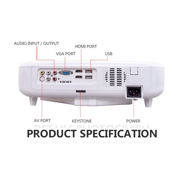 VS-627 Mini Projector 3500ANSI LM LED 1280x800 GA Multimedia Video Projector, Support HDMI / USB / VGA / AV / TV Interfaces, Projecting Distance: 1.2-6.2m(Black)