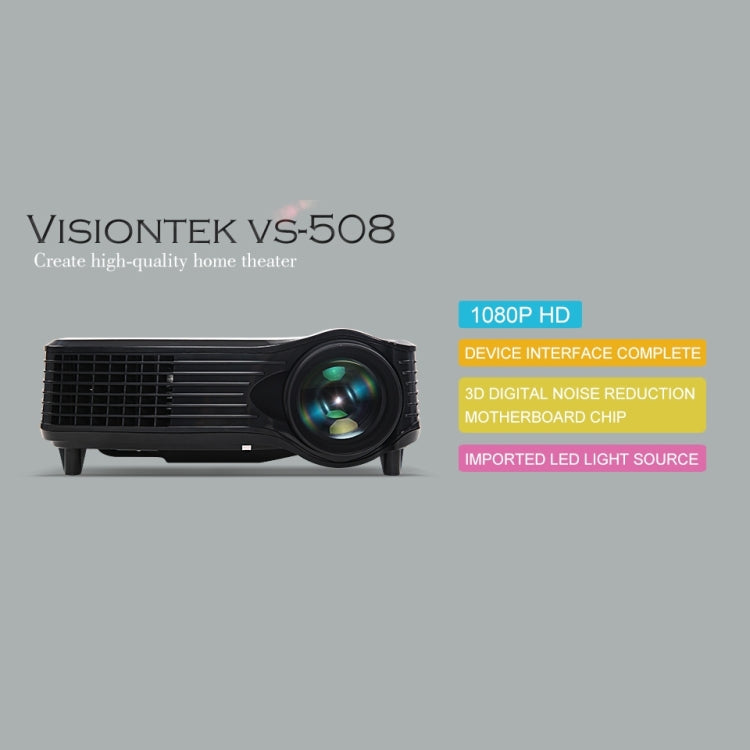 VS-508 Mini Projector 2000ANSI LM LED 800x480 VGA Multimedia Video Projector, Support VGA / HDMI / USB /TV Interfaces, Projecting Distance: 1-5m(Black)