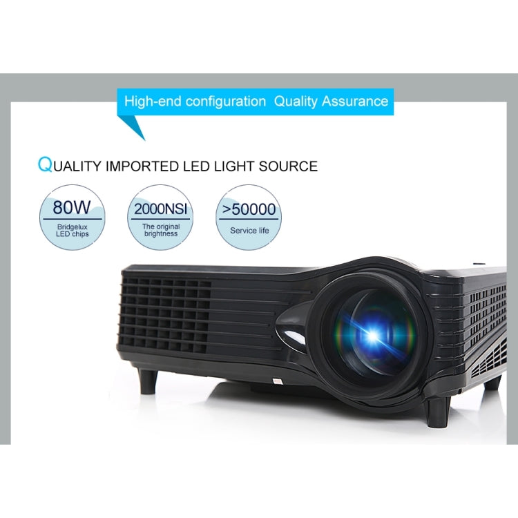 VS-508 Mini Projector 2000ANSI LM LED 800x480 VGA Multimedia Video Projector, Support VGA / HDMI / USB /TV Interfaces, Projecting Distance: 1-5m(Black)