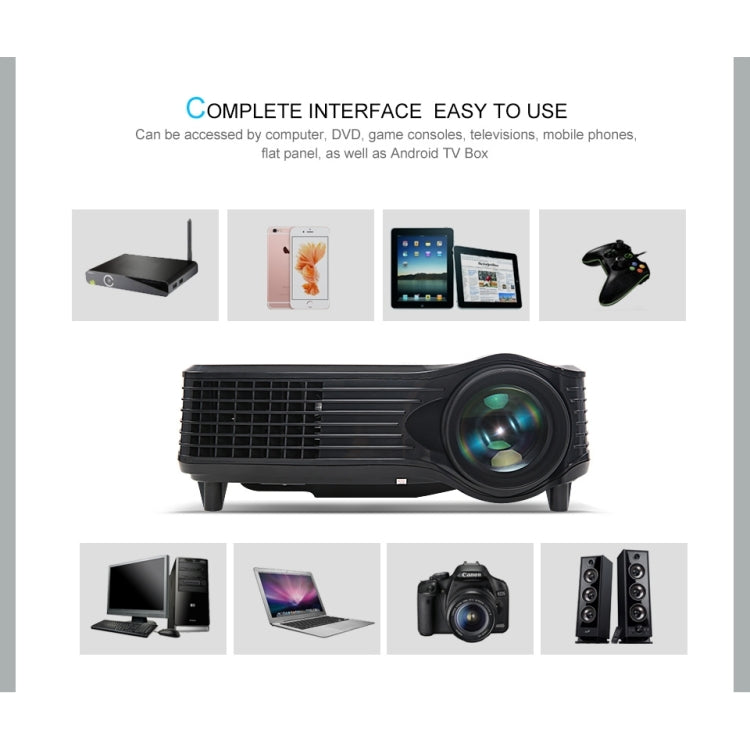 VS-508 Mini Projector 2000ANSI LM LED 800x480 VGA Multimedia Video Projector, Support VGA / HDMI / USB /TV Interfaces, Projecting Distance: 1-5m(Black)