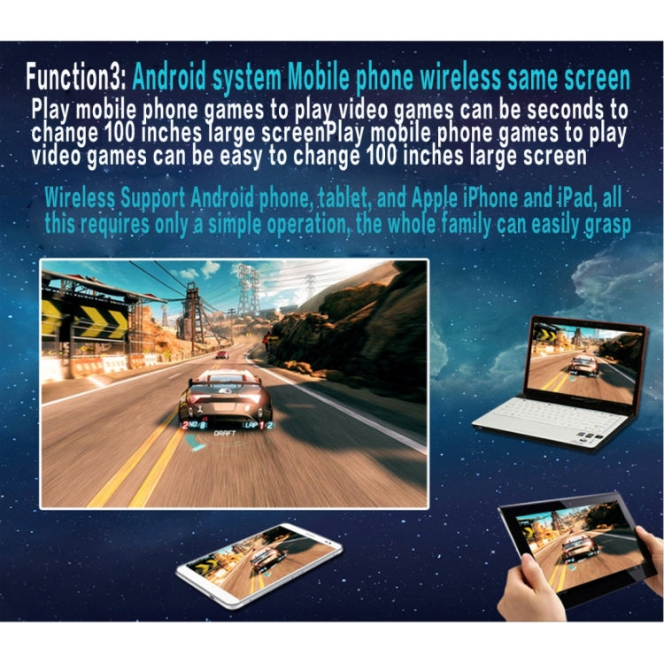 VS319 1500ANSI LM Smart WVGA 800x480 Portable Projector, Android 4.4, Quad-Core, 1GB DDR3, 8GB NAND FLASH, Support WiFi