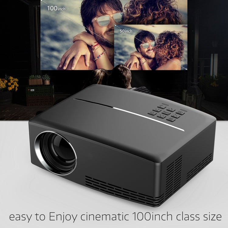 GP80 1800LM 1920*1080 HD Home Theater LED Projector with Remote Controller, Support HDMI, VGA, AV, USB Interfaces(Black)