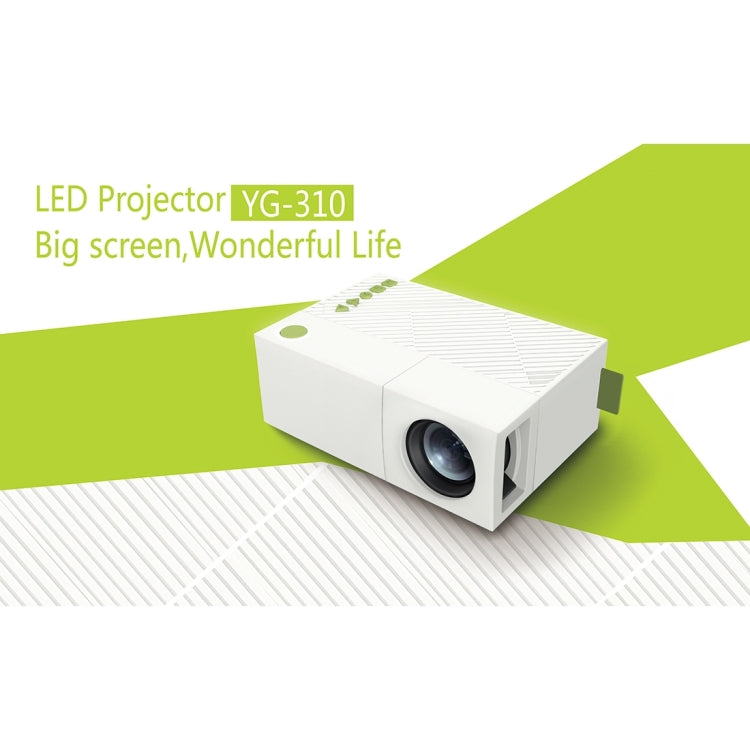 YG310 400LM Portable Mini Home Theater LED Projector with Remote Controller, Support HDMI, AV, SD, USB Interfaces (White)