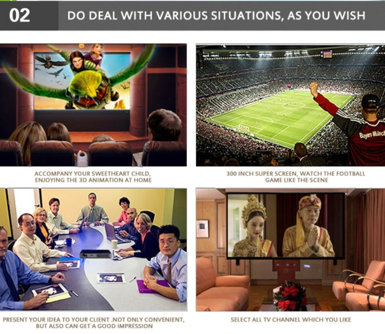 RD-806 1200LM 1280x800 Home Theater LED Projector with Remote Controller, Support HDMI, VGA, AV, TV, USB Interfaces(Black)