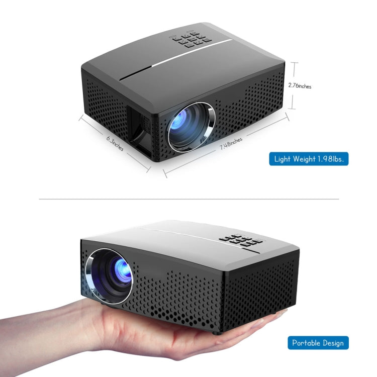 GP80UP Android WiFi LED Projector 1800LM 800x480 Home Theater with Remote Controller, Support HDMI, VGA, AV, USB Interfaces, EU / US / UK / AU Plug Optional(Black)