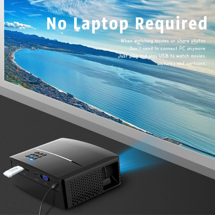 GP80UP Android WiFi LED Projector 1800LM 800x480 Home Theater with Remote Controller, Support HDMI, VGA, AV, USB Interfaces, EU / US / UK / AU Plug Optional(Black)