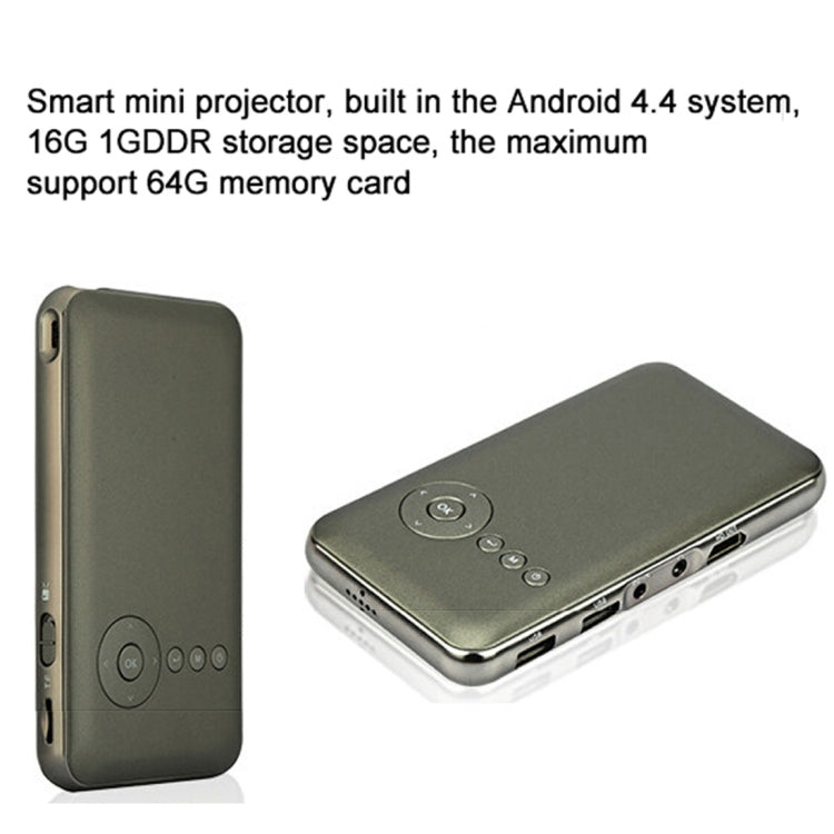 Wejoy DL-S6+ 1000 Lumens 854x480 Smart Mini Projector, RK3128 CPU, 1GB+32GB, Android 4.4, Bluetooth, WiFi, HDMI(Grey)