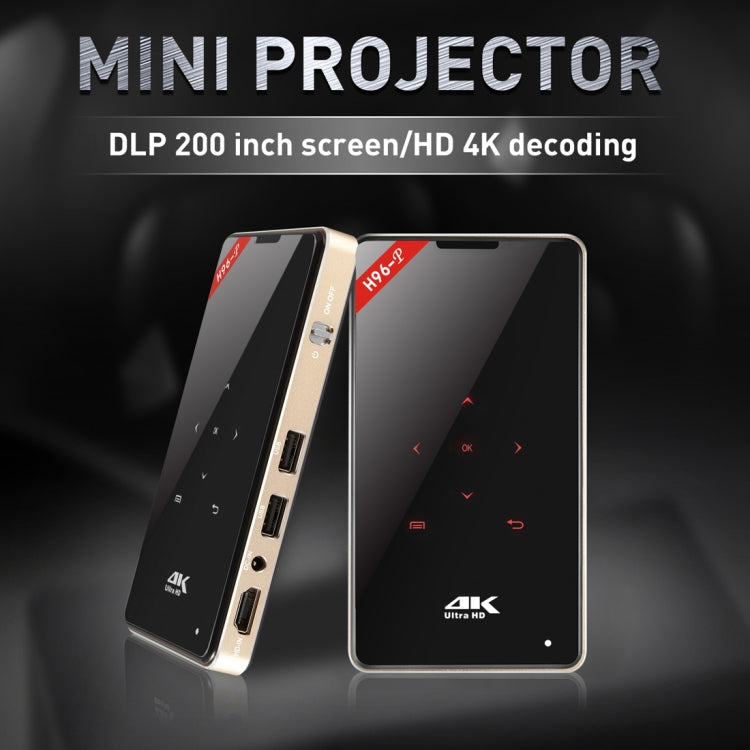 H96-P 854x480P Smart Mini Projector, Amlogic S905X Quad Core ARM Cortex A53 up to 1.5GHz, 1GB+8GB, Android 6.0, Bluetooth, WiFi