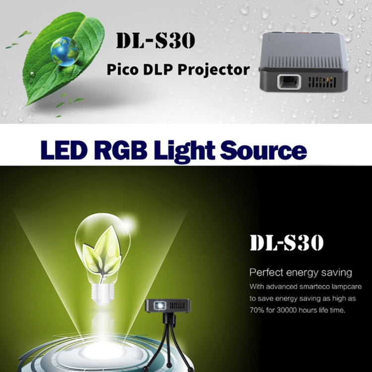 Wejoy DL-S30 50ANSI Lumens 854x480 Mini Projector, HDMI, VGA, USB, TF(Black)