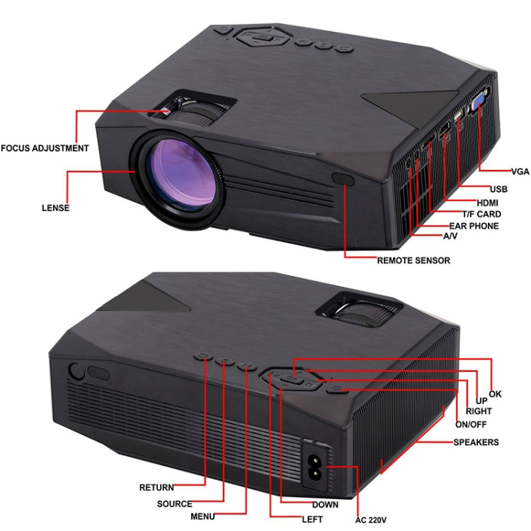 BLJ-333A 1920x1080 2000 Lumens LCD Portable Home Theater Mini Projector, Support HDMI / SD / USB / AV / VGA / Wifi Same Screen
