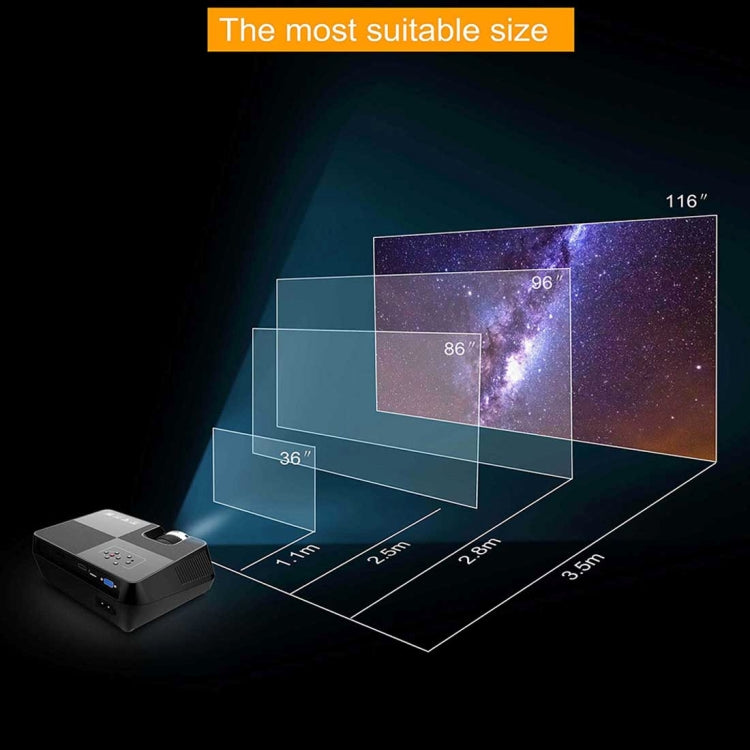 GT-S8B 60W 4.0 inch LCD Multimedia Video Projector Home Theater with Remote Controller, Built-in Android 6.0, Support HDMI, Micro SD, AV, VGA, USB(Black)