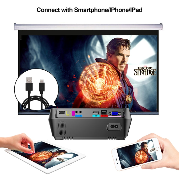 GT-P9A Portable Home Theater 60W 2000 Lumens LCD Multimedia Video Projector, Android 6.0, Support HDMI, Micro SD, AV, VGA, USB(Black)