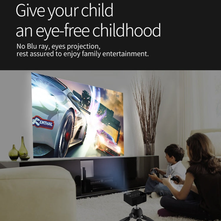 T200 500ANSI Lumens 1080P Full HD Touch Control Mini Home Entertainment Smart Projector, Built-in Speaker, Support AV / HDMI / TF Card (Black)