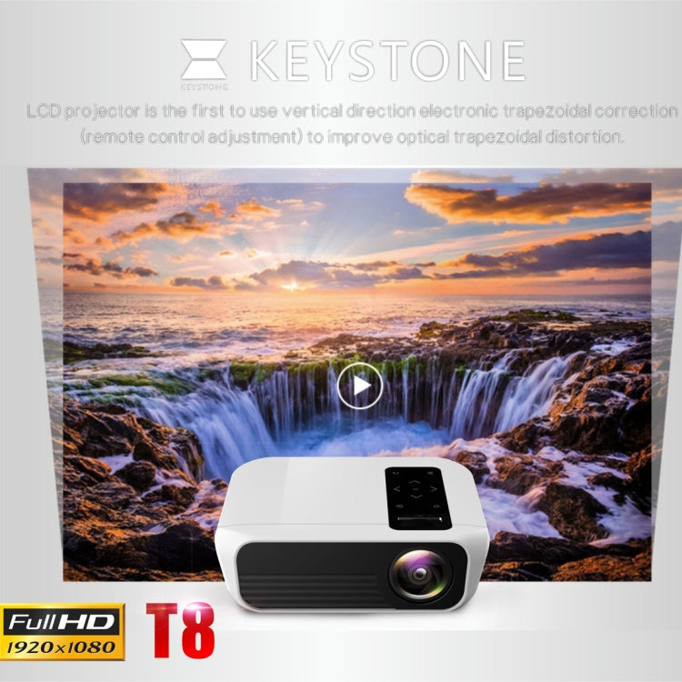 T8 1920x1080 Portable Home Theater Office Full HD Mini LED Projector with Remote Control, Built-in Speaker, Support USB / HDMI / AV / IR, Android Version