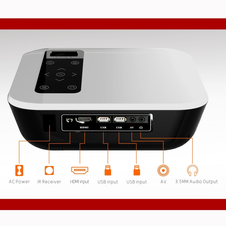 T8 1920x1080 Portable Home Theater Office Full HD Mini LED Projector with Remote Control, Built-in Speaker, Support USB / HDMI / AV / IR, Multi-Media Version