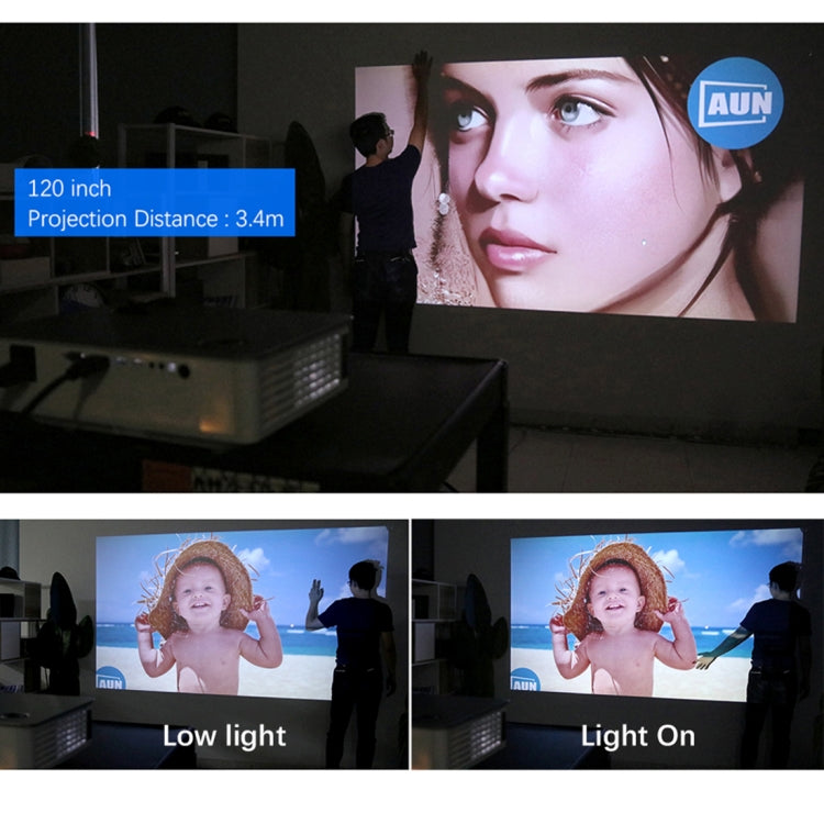 AUN AKEY5 3800 Lumens 1920 x 1080P Full HD Home Entertainment Video Projector(White)