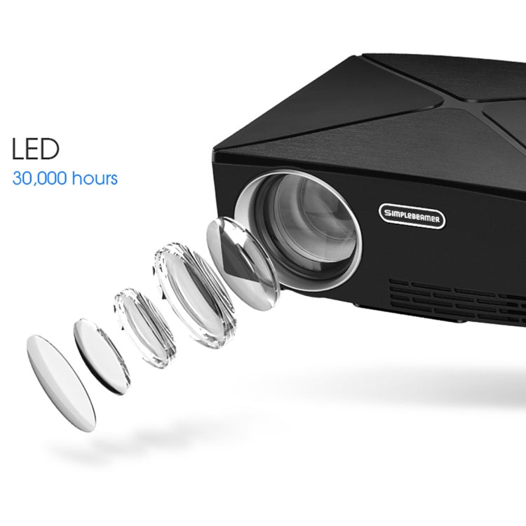 AUN C80 2200 Lumens 1280 x 720P LED Portable HD Theater Projector (Black)