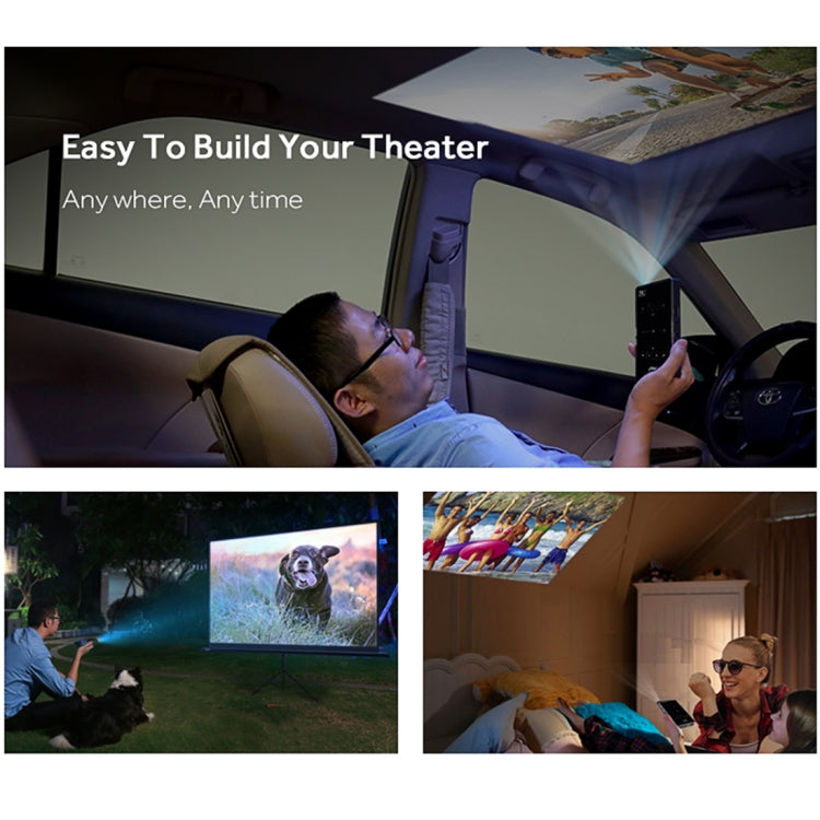 AUN D7 200 ANSI Lumens 854 x 480(WVGA) 4K Touch Panel Mini Projector, Android 6.0, Amlogic S905X, Quad Core ARM Cortex-A53 up to 1.5GHz, 2GB + 16GB, Support Bluetooth / Dual Band WiFi(Black)