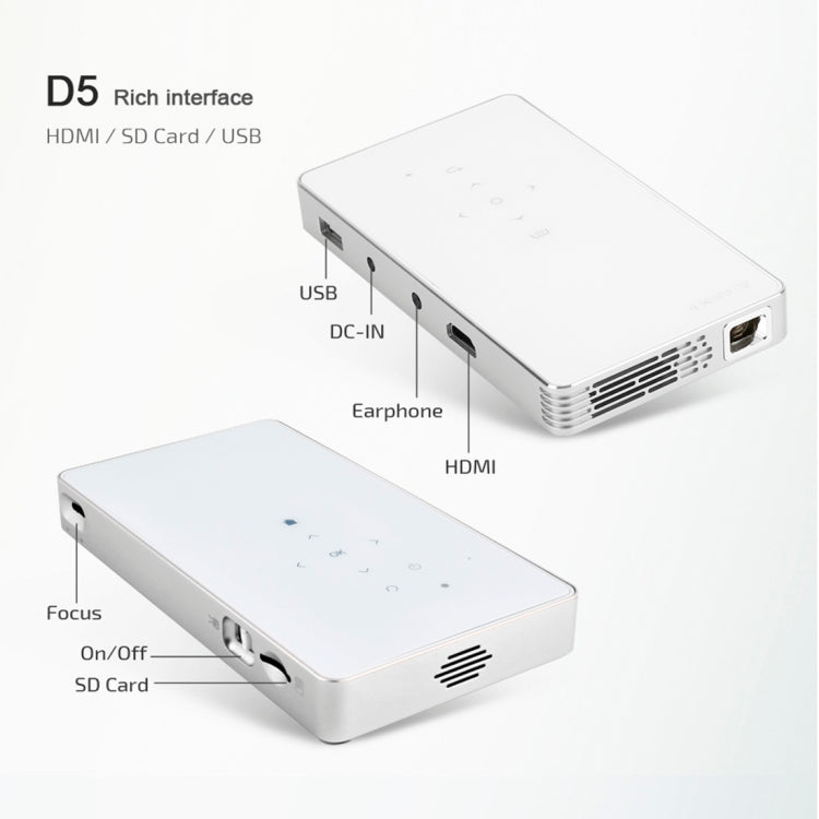 AUN D5 200 ANSI Lumens 854 x 480(WVGA) DLP Display Portable Projector (White)