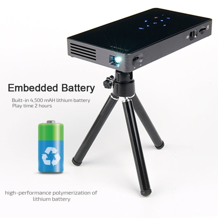 AUN D5S 200 ANSI Lumens 854 x 480(WVGA) DLP Display Portable Projector, Quad Core ARM RK3128, Android 6.0, 1GB + 8GB, Support Bluetooth / WiFi(Black)
