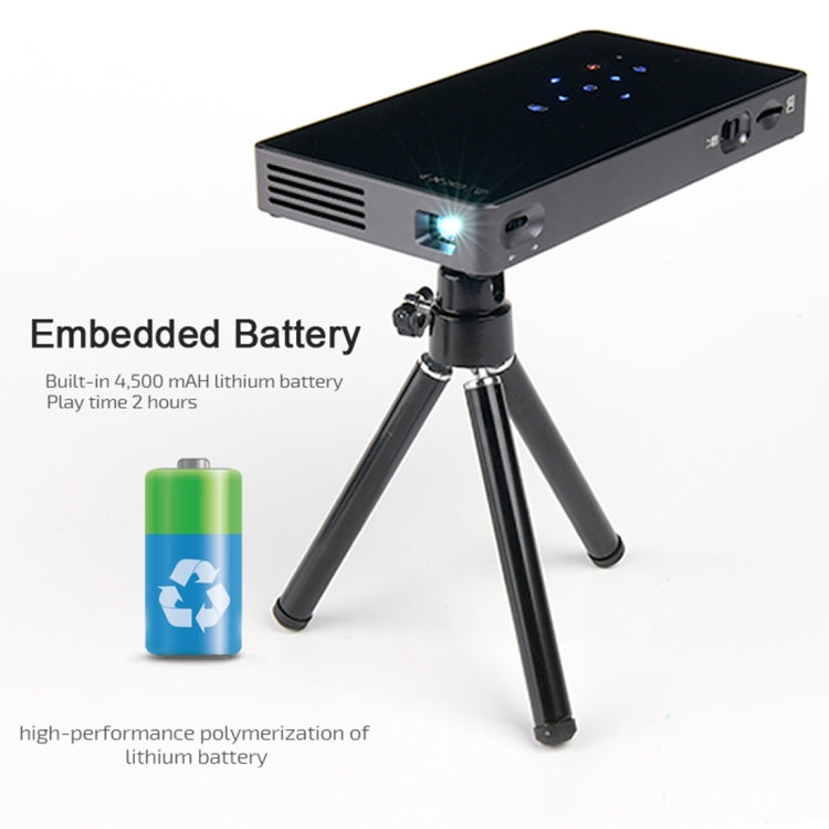 AUN D5S 200 ANSI Lumens 854 x 480(WVGA) DLP Display Portable Projector, Quad Core ARM RK3128, Android 6.0, 2GB + 32GB, Support Bluetooth / WiFi (Black)