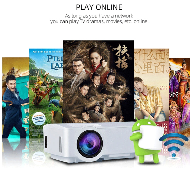 A8 800x480 1200LM Mini LED Projector Home Theater, Support HDMI & AV & VGA & USB, Android Version (White)