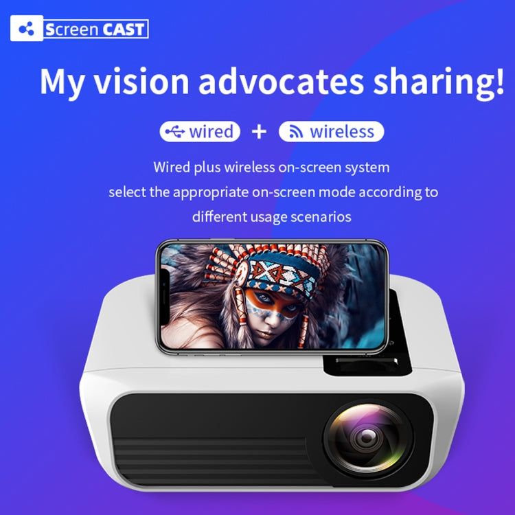 T500 1920x1080 3000LM Mini LED Projector Home Theater, Support HDMI & AV & VGA & USB & TF, Mobile Phone Version (White)