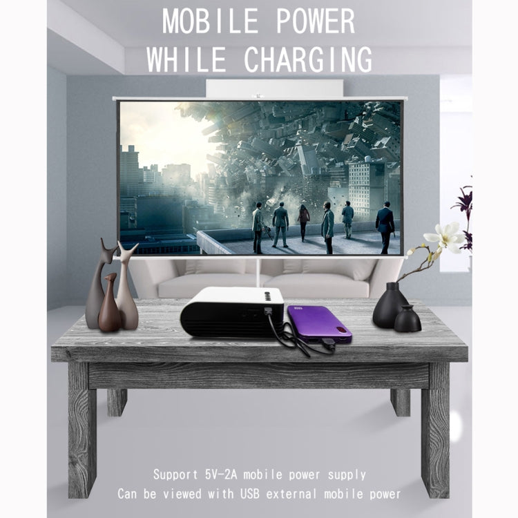 YG210 320x240 400-600LM Mini LED Projector Home Theater, Support HDMI & AV & SD & USB, Battery Version