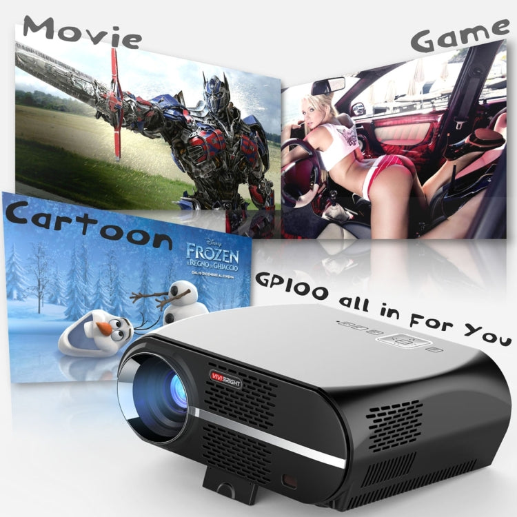 Vivibright GP100 1280x800 Home Theater LED Projector with Indicator light, Support HDMI & AV & USB Devices(Black)