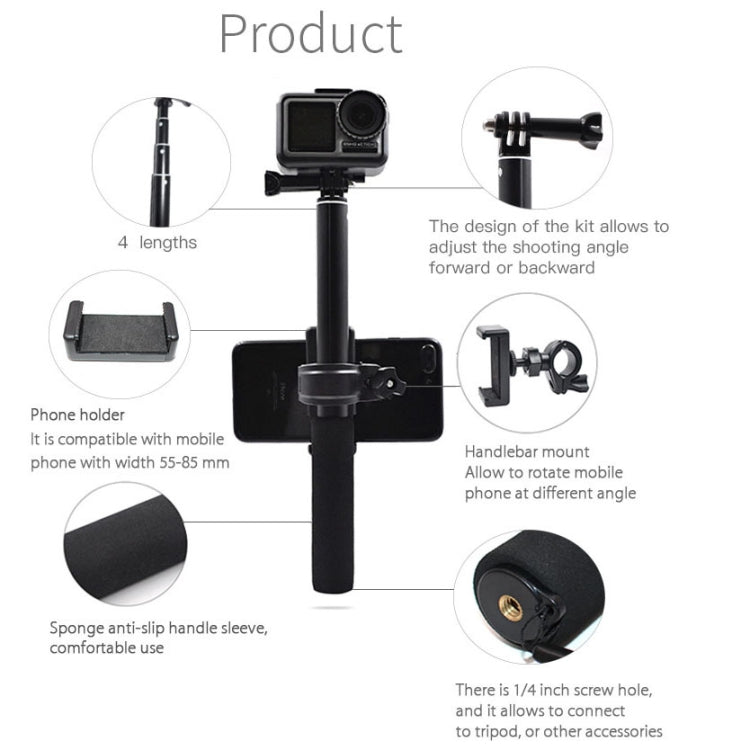 STARTRC Sports Camera Dedicated Universal Mobile Phone Clip Self-timer Extension Rod for DJI OSMO Action