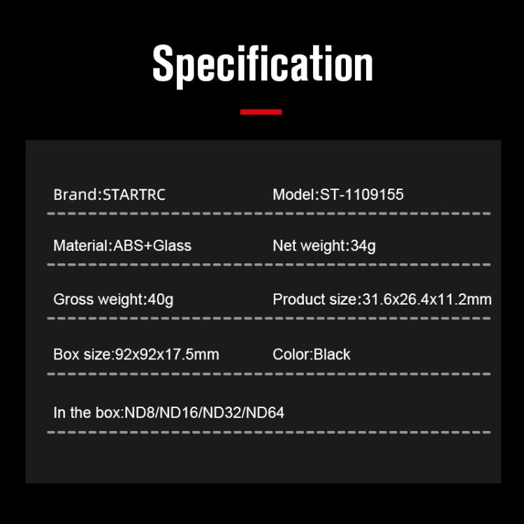 STARTRC 4 PCS ND8+ND16+ND32+ND64 Drone Lens Filter for DJI FPV