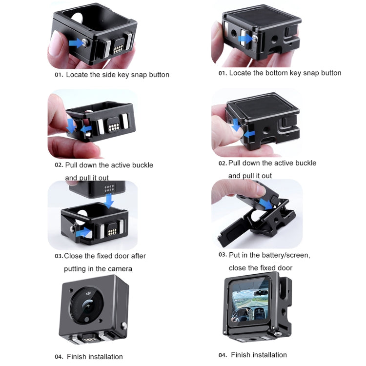 Split  Type Aluminum Alloy Cage for DJI Action 2 (Black)