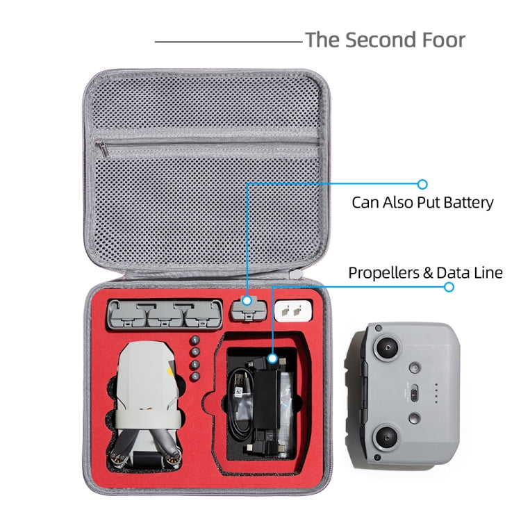 For DJI Mini 2 SE Grey Square  Shockproof Carrying Hard Case Storage Bag, Size: 27x 23 x 10cm