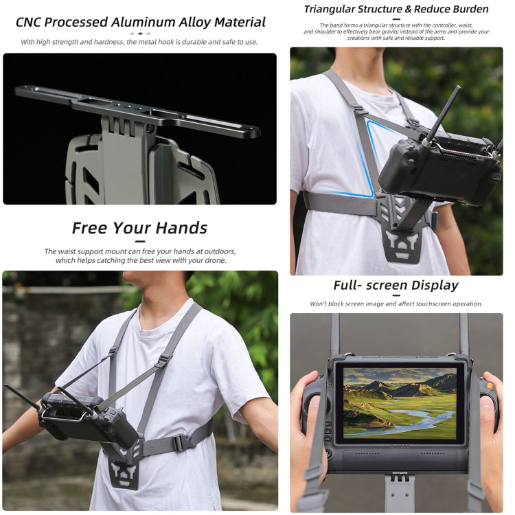 For DJI RC Plus Sunnylife Remote Control Waist Support Bracket Chest Strap  - Grey